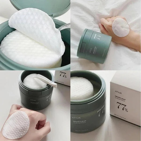 Application pad exfoliant Anua Heartleaf sur le visage
