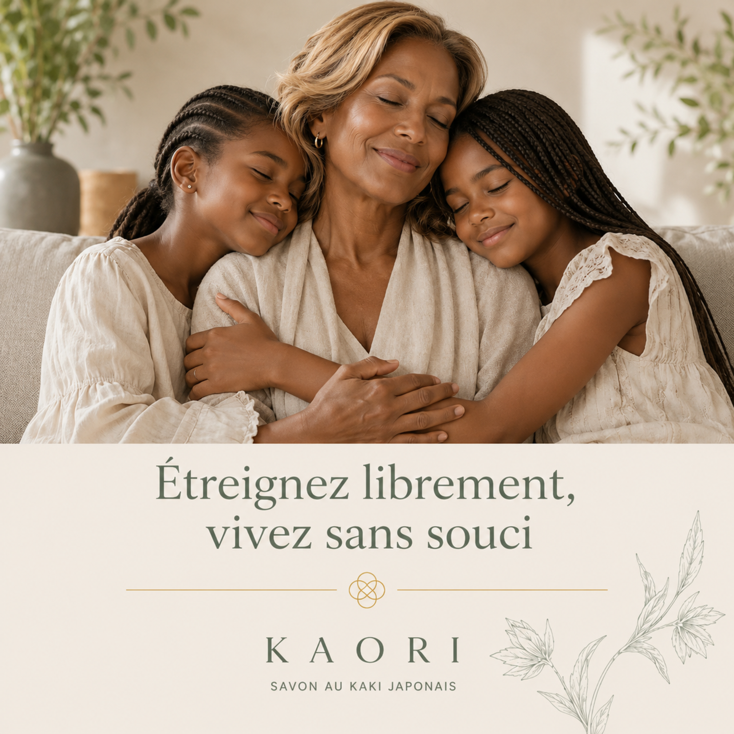 Grand-mère ivoirienne entourée de ses petites-filles, la confiance au quotidien avec le savon Kaori