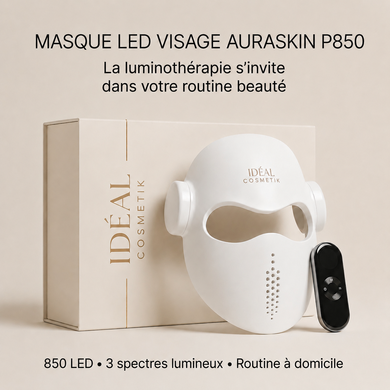 Masque LED Visage 3D AuraSkin — design 3D ergonomique épousant les contours du visage