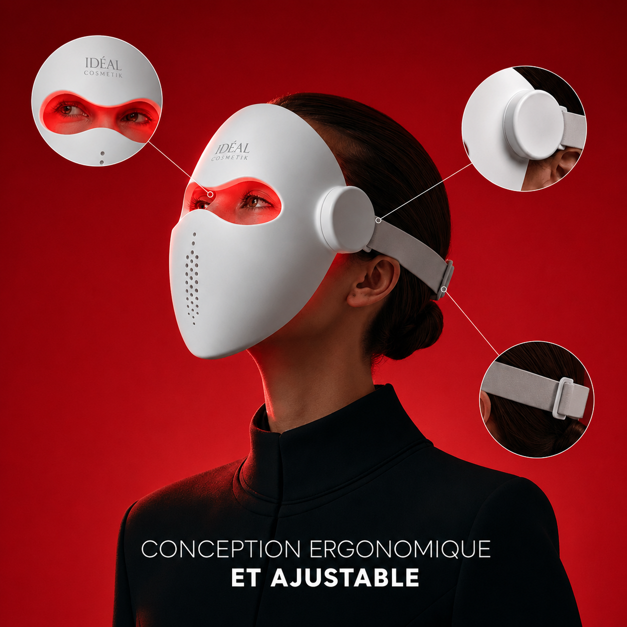 Masque LED Visage 3D AuraSkin — utilisation à domicile pour un teint plus lumineux